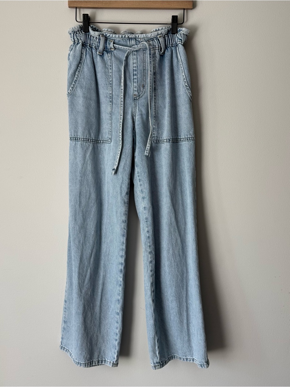 Time and Tru Light Blue High-Waist Paperbag Wide-Leg Jeans